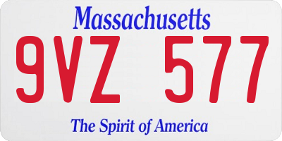 MA license plate 9VZ577