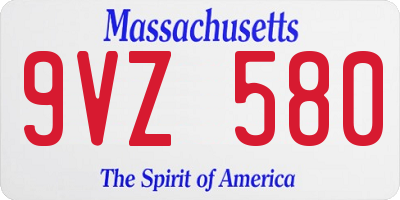 MA license plate 9VZ580
