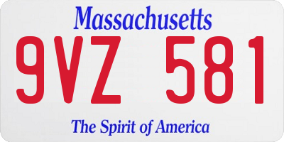 MA license plate 9VZ581