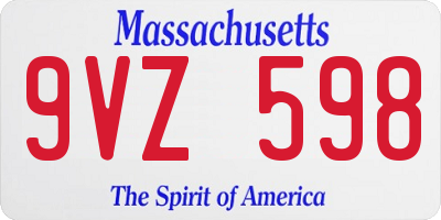 MA license plate 9VZ598