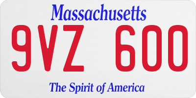 MA license plate 9VZ600