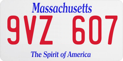 MA license plate 9VZ607