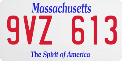 MA license plate 9VZ613