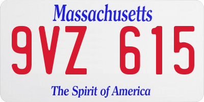 MA license plate 9VZ615