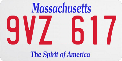 MA license plate 9VZ617
