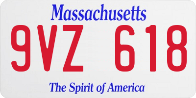 MA license plate 9VZ618