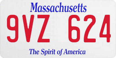 MA license plate 9VZ624