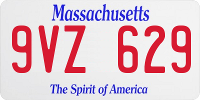 MA license plate 9VZ629