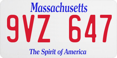 MA license plate 9VZ647