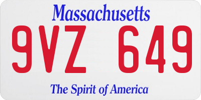 MA license plate 9VZ649
