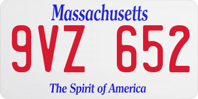 MA license plate 9VZ652