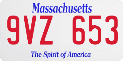 MA license plate 9VZ653