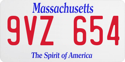 MA license plate 9VZ654