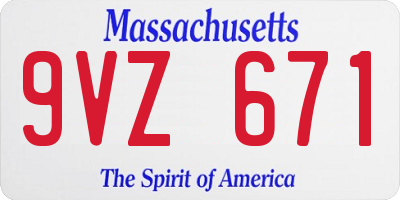 MA license plate 9VZ671