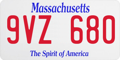 MA license plate 9VZ680