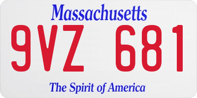 MA license plate 9VZ681