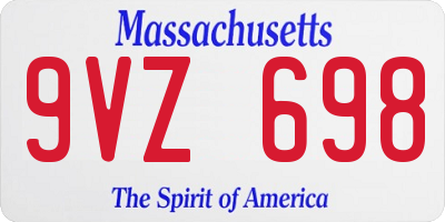 MA license plate 9VZ698