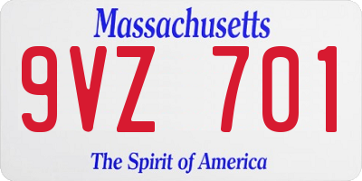 MA license plate 9VZ701