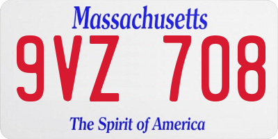 MA license plate 9VZ708