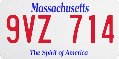 MA license plate 9VZ714