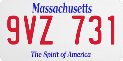 MA license plate 9VZ731