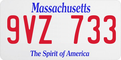 MA license plate 9VZ733