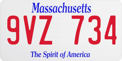 MA license plate 9VZ734