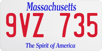 MA license plate 9VZ735