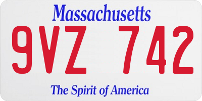 MA license plate 9VZ742