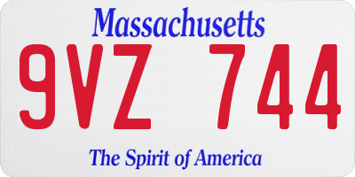 MA license plate 9VZ744