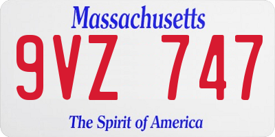 MA license plate 9VZ747