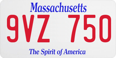 MA license plate 9VZ750