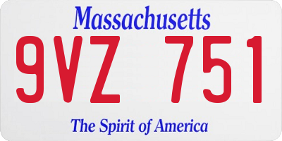 MA license plate 9VZ751