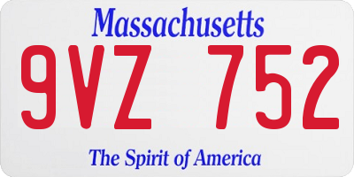 MA license plate 9VZ752