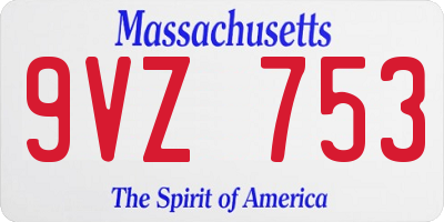 MA license plate 9VZ753