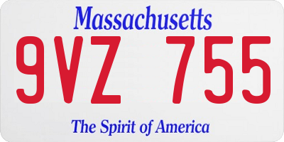 MA license plate 9VZ755