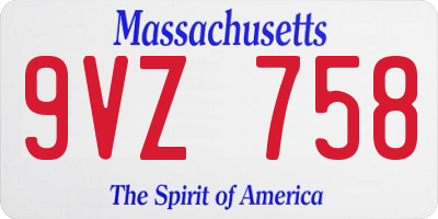 MA license plate 9VZ758