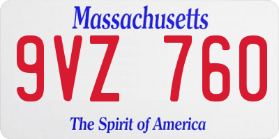 MA license plate 9VZ760