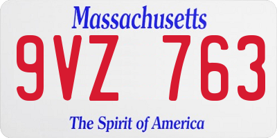 MA license plate 9VZ763