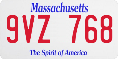 MA license plate 9VZ768
