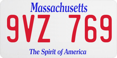 MA license plate 9VZ769