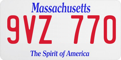 MA license plate 9VZ770
