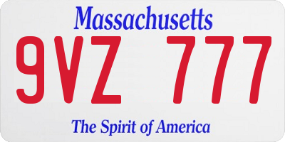 MA license plate 9VZ777