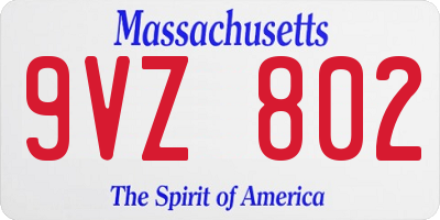 MA license plate 9VZ802