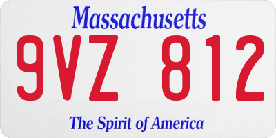 MA license plate 9VZ812