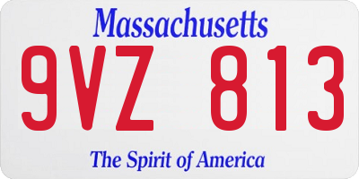 MA license plate 9VZ813