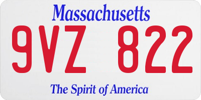 MA license plate 9VZ822