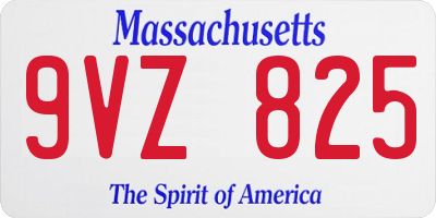 MA license plate 9VZ825