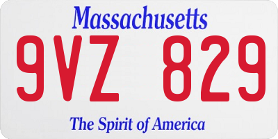 MA license plate 9VZ829