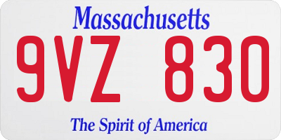 MA license plate 9VZ830